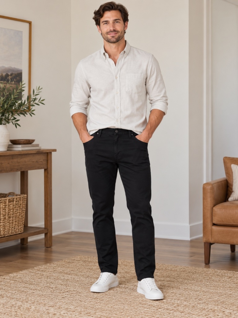 Flag & Anthem Nashville Straight Pants Mens 34x32 Black Stretch 5 Pocket NWT